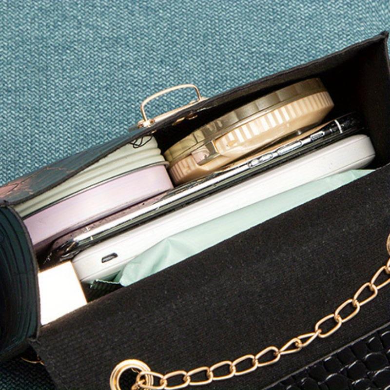 Шикарная мини-сумочка с тиснением под крокодила для женщин - Модный однотонный цвет, фиксированный ремешок, застежка-твист, подкладка из полиэстера