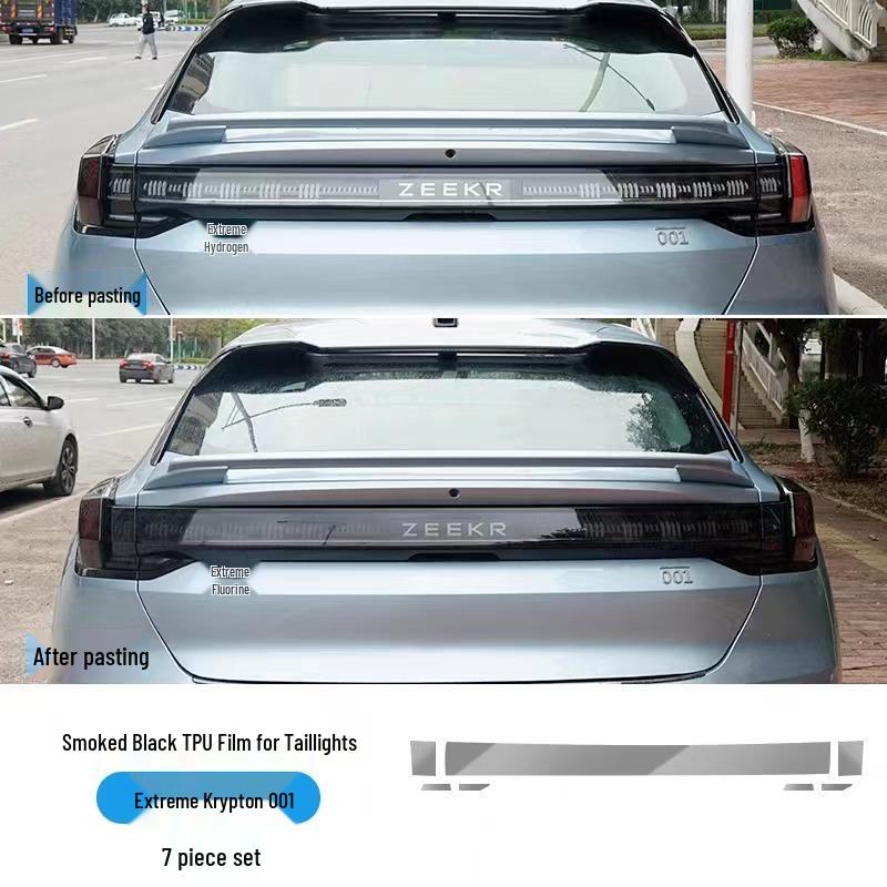 Zeekr 001 Smoked Headlight Film, Transparent Interior & Taillight Film, TPU Dashboard Screen Protector, Wear-Resistant
