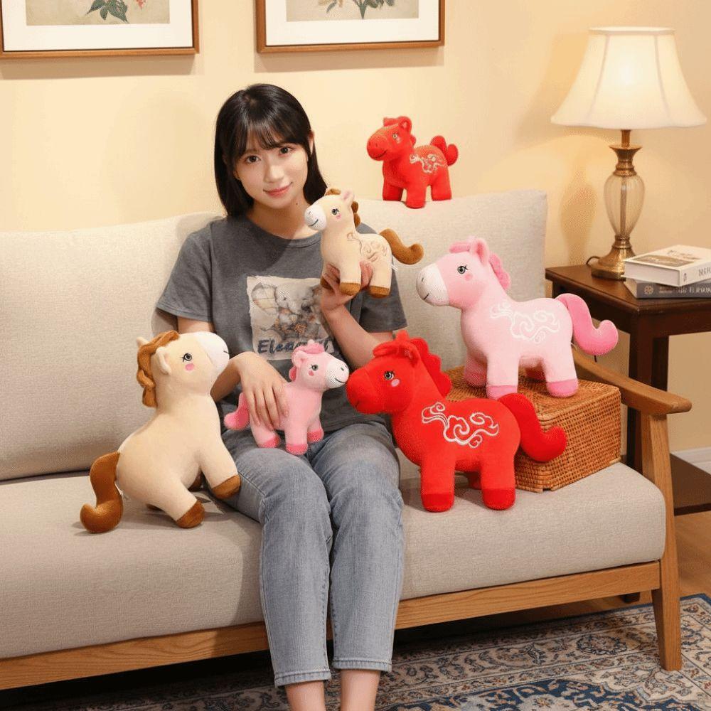 Letter Print Plush Horse Doll 2026 Horse Year Pony Animal Toys Zodiac Horse Figurine  Birthday Gift