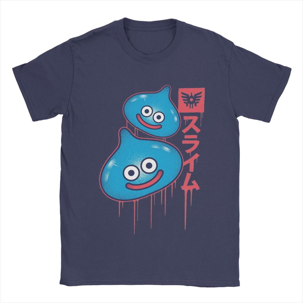 Dragon Quest Slime T-Shirts for Men Funny 100% Cotton Tee Shirt Round Neck Short Sleeve T Shirts Plus Size Clothes