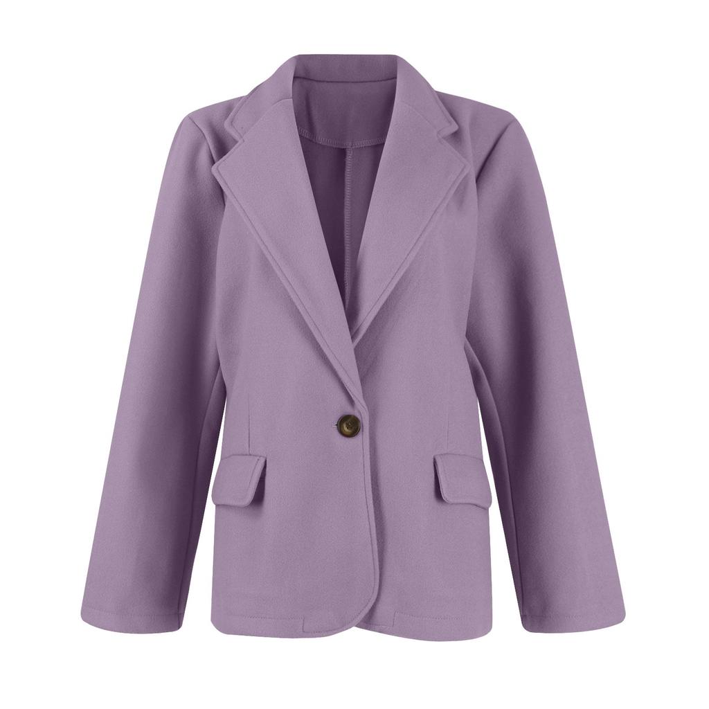 Женские куртки Повседневная куртка с лацканами и длинным рукавом Однотонное пальто для женщин