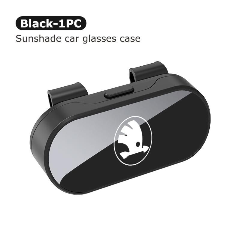 gqfbn1 Car Sun Visor Sunglasses Glasses Case Glasses Storage Box For Skoda Kamiq MK3 Roomster Rapid Kodiaq Karoq Fabia Enyaq