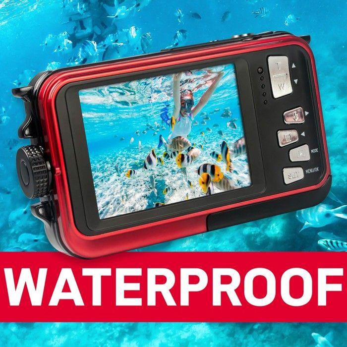 AGFA PHOTO Realishot WP8000 - Appareil Photo Numérique Étanche 24 MP, Vidéo Full HD, Double écran, Zoom X16, Stabilisateur - Rouge