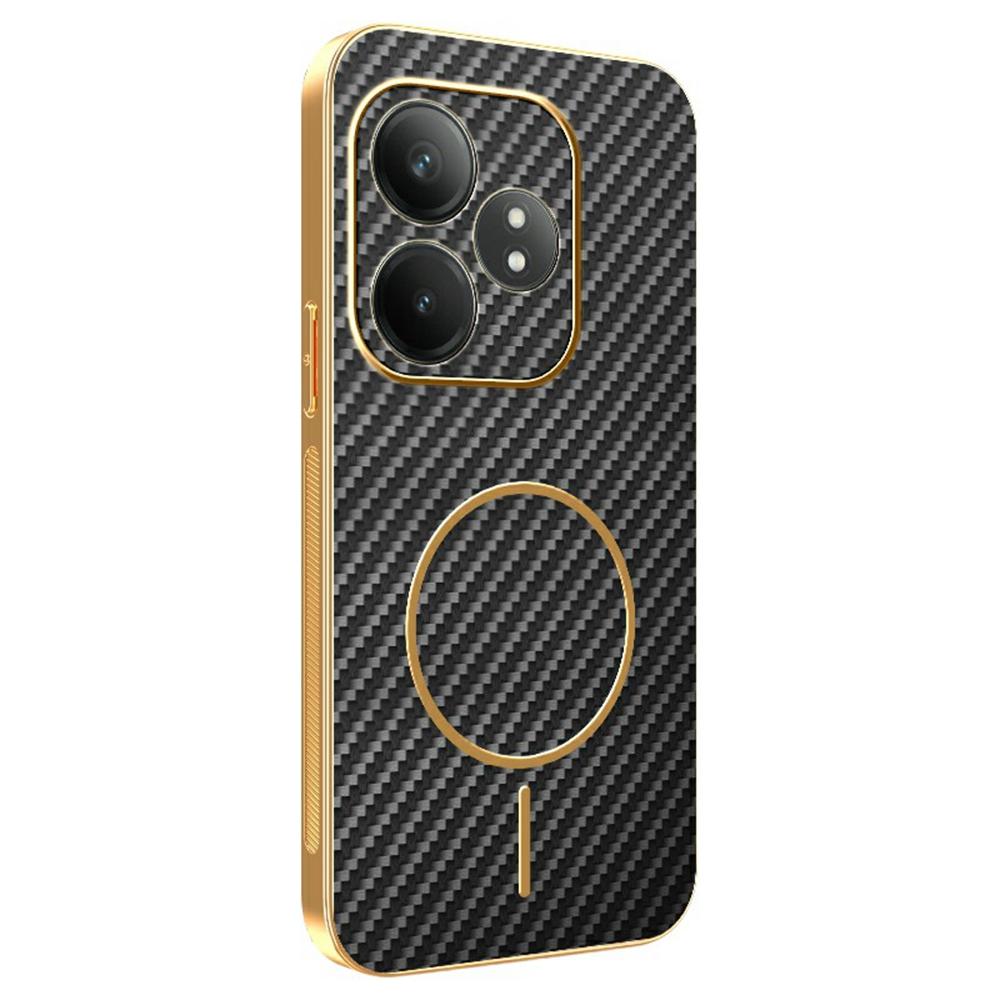 Phone Case For Realme GT Neo6 SE 5G/GT Neo6 5G/GT 6T 5G/GT 6 5G Carbon Fiber Textured Electroplated TPU Back Cover