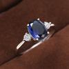 Huitan Noble Blue Cubic Zirconia Обручальные кольца для женщин Цветная мода Контрактная годовщина вечеринка Элегантная леди Ювелирные изделия