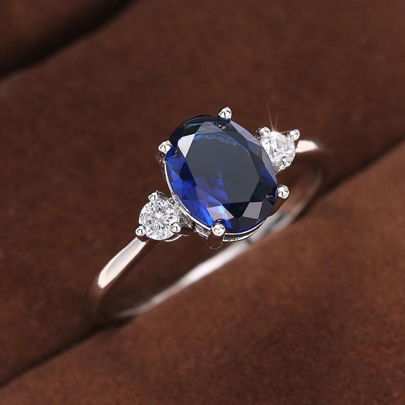Huitan Noble Blue Cubic Zirconia Обручальные кольца для женщин Цветная мода Контрактная годовщина вечеринка Элегантная леди Ювелирные изделия