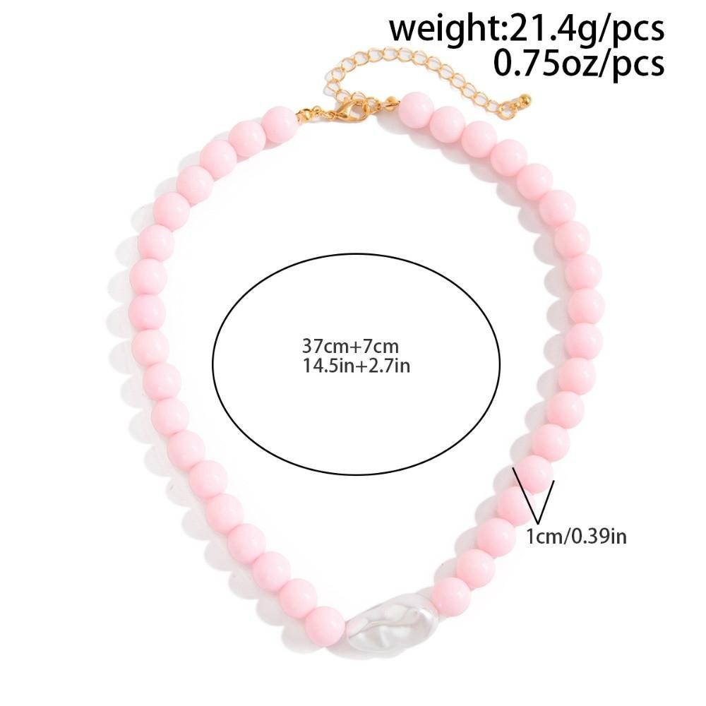 Round Imitation Pearl Pendant Necklaces Dopamine Color Colored Charms Jewelry Gifts