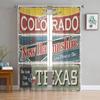 Vintage Tin Sign Collection With America State Sheer Curtains for Living Room Tulle Window Curtain Bedroom Kitchen Veil Drapes