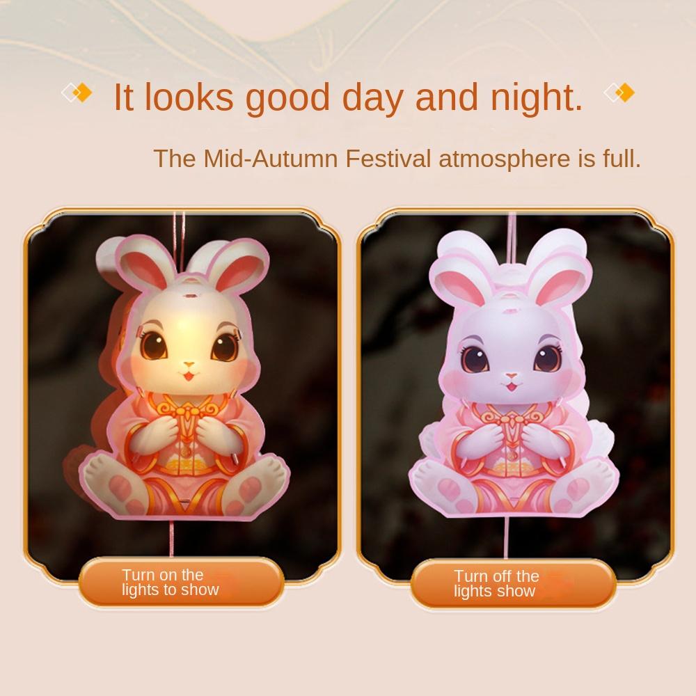 DIY Craft Festival Lantern Material Kits LED Light Cartoon Rabbit Lamps Cultural Event