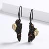 Необычные серьги в богемном стиле с янтарем и цирконием, ювелирные изделия из черного золота, асимметричные женские серьги, креативные ювелирные изделия, серьги-капли
