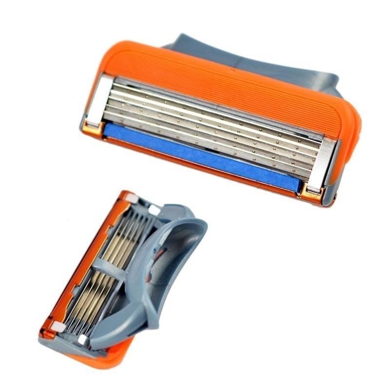 4pcs/lot 5 Layer Blades Men's Face Shaving Razor Blades Shaver Blades For Men Sharpener High Quality Razor Blade Mache 5 (Color: Orange)