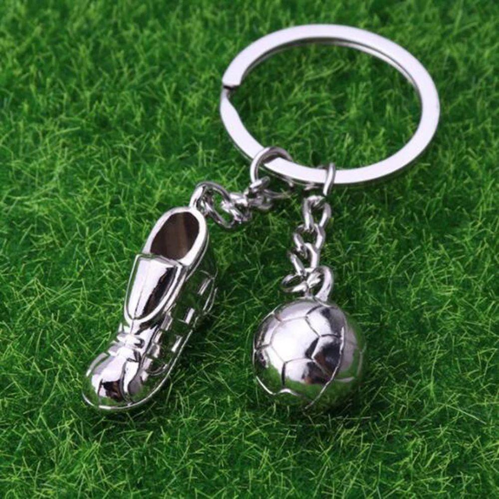 Steel Football Ball Sport Hanging Keychain Football Key Chain Metal Chain Soccer Shoes Key Rings