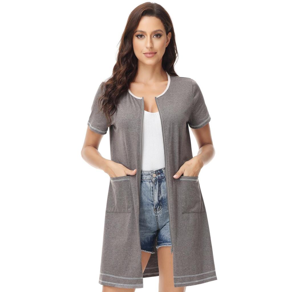 Женские пижамы для сна с короткими рукавами на молнии для беременных и кормящих мам, свободная ночная рубашка для кормления грудью и послеродового периода