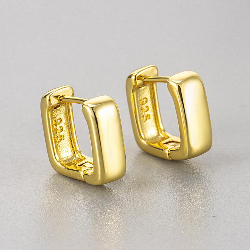 925 Sterling Silver Earrings For Women Trendy Gold Color Geometric Earring Jewelry Prevent Allergy Party Accessories Gift