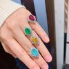 Jewelry Simulation Paraiba Tourmaline Emerald Ring Female Personality Red Corundum Gemstone Ring