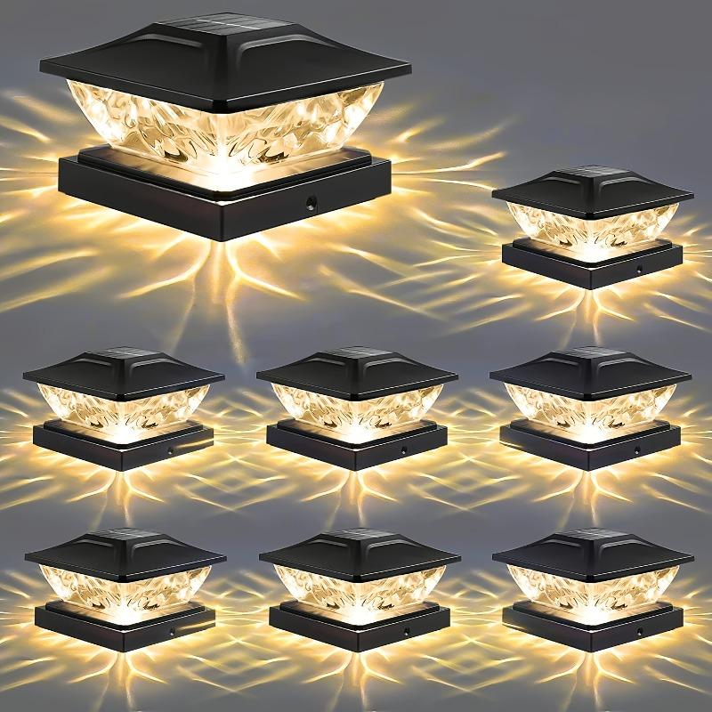 Солнечный столбовой светильник, переключение 2 режимов, свет для украшения двора и сада, уличный ступенчатый светильник, солнечный светильник для забора, новогодняя атмосфера