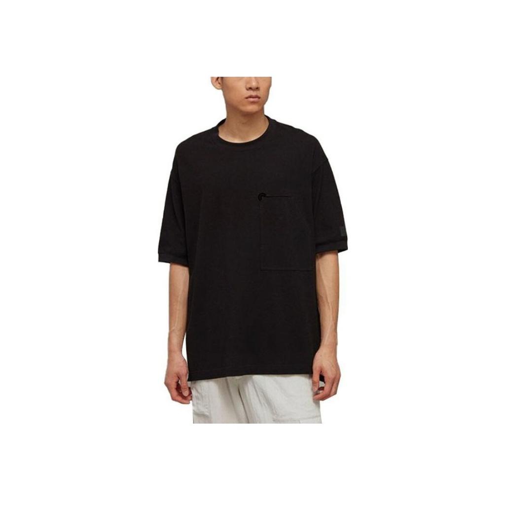 Y-3 Футболка унисекс с коротким рукавом и карманом, однотонная, с круглым вырезом, черная H63083
