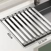 WV 304 Stainless Steel Kitchen Sink Drain Rack Sink Bowl Dish Storage Rack Foldable,Anti-scald Retractable Drain Basket  Shelf