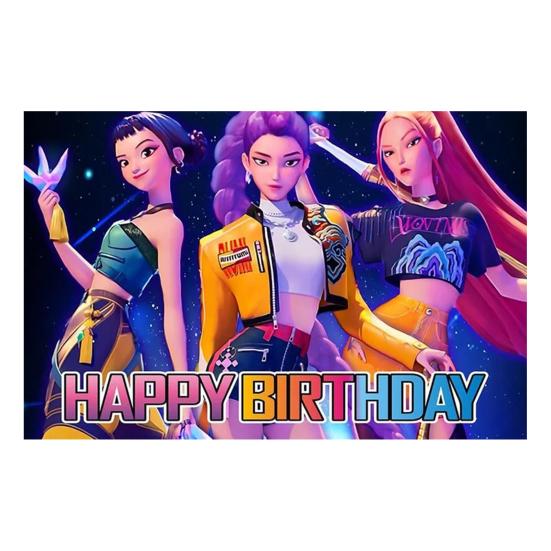 Фоновая ткань Демон Фильм Охотники С Днем Рождения Баннер Задник Подвесная ткань Украшение Детские товары для вечеринки