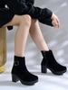 Shoetopia Женские короткие ботильоны на массивном каблуке с нескользящей подошвой, удобные модные ботильоны на щиколотку | Мягкая амортизирующая подошва | Для повседневной носки, вечеринок и зимы