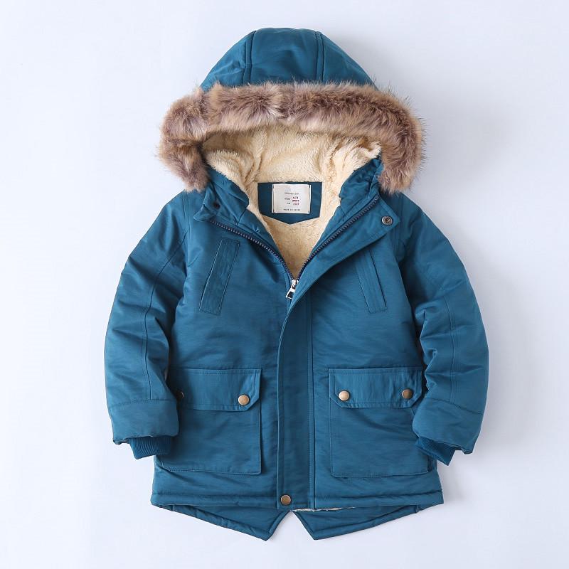 Boys Coats Velvet and Thickened 2024 Winter Fashion Hooded Jacket Boys' Clothing Children Cotton-padded Jackets