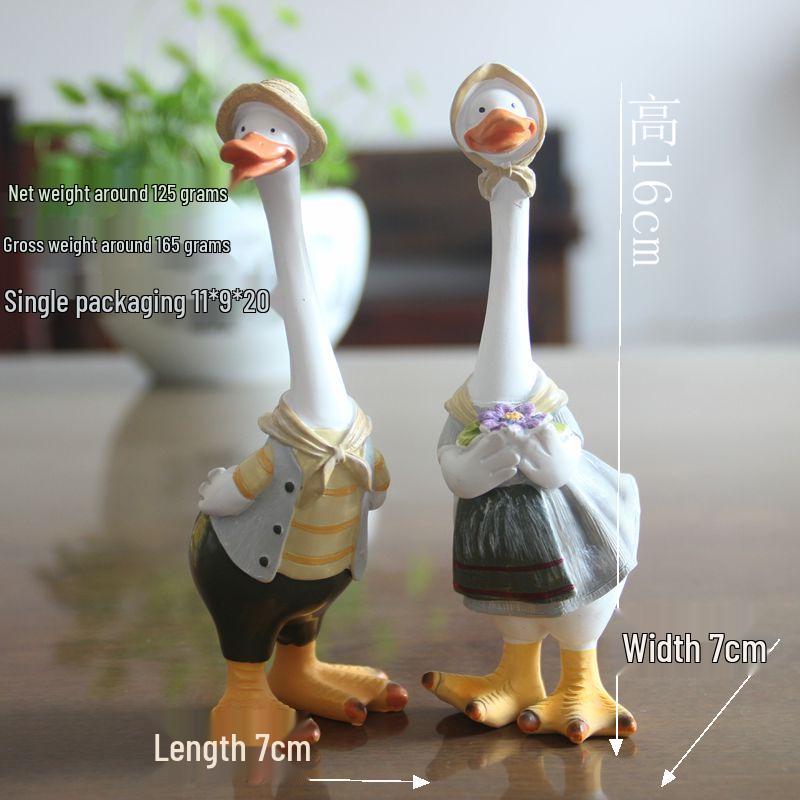 Креативное мультяшное украшение для сада в виде утки - Расписанное вручную изделие из смолы в виде животного