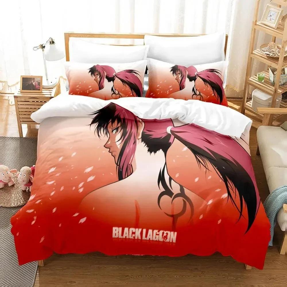 Комплект постельного белья «Черная лагуна» с рисунком из аниме, пододеяльник, постельный комплект, пододеяльник, наволочка, одеяло размера «king-size», комплект постельного белья для мальчиков и взрослых