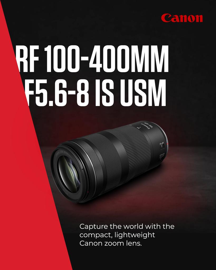 Canon RF IS USM Lens for Canon R System Cameras Ideal for Wildlife Action and Aviation 100-400mm F5.6-8 - Photography, Sports,