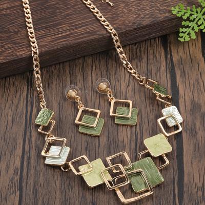 Комплект из 3 серег и ожерелья в стиле бохо, геометрический дизайн, разные цвета на выбор, подходящие к повседневным нарядам, идеальный декор для вечеринок для женщин