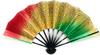 Asakusa Kimono Market: Dance Fan, Red/Gold/Green Holographic Foil Fan, Black Lacquer, 9.5 Inches [Made In Japan], Kyoto Style, Fan, Practice, Stage