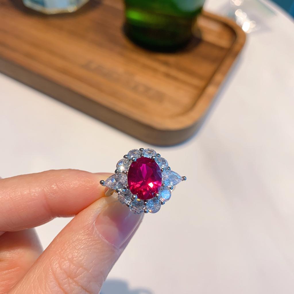 Ювелирные изделия Цветное сокровище Симуляция Красное стекло Кольцо Подвеска Пусеты Денье 8 * 10-6 * 8 Набор