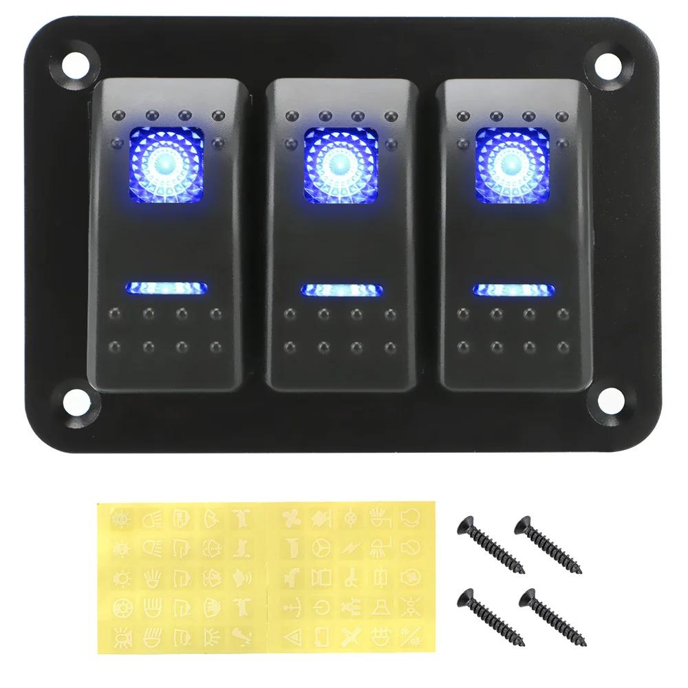 24V 12V for Caravan Switch Panel 3 Button Car Light Toggle For Boat Truck Trailer Marine Motorhome Campervan furgone Accessories