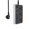 Многофункциональный универсальный удлинитель с 3 розетками, 6 USB-портами для зарядки и шнуром длиной 2 м, вилкой европейского/британского/американского стандарта