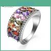 Colorful Rainbow Crystal Sodrov Jewelry Zircon Rings For Women