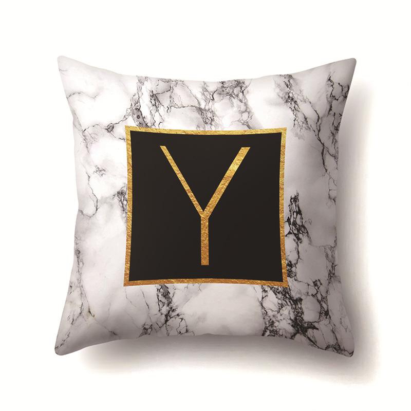 Полиэстеровая наволочка Домашняя Принт Мрамор Черный Золотой Наволочка 26 Английских Букв Наволочка