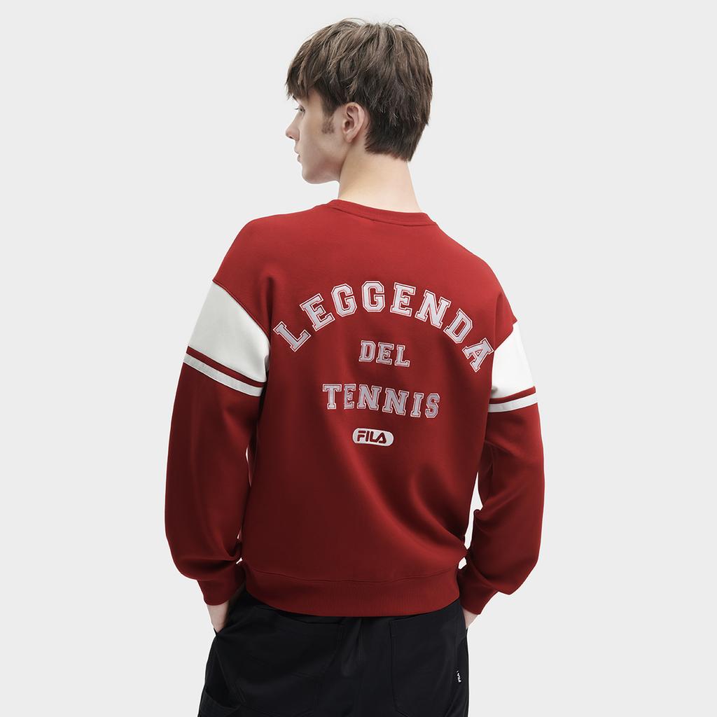 Fila 2023 Зима Новый Вязаный Пуловер Повседневный Тренд Сплайсированный Круглый Вырез Американская Толстовка Мужская толстовка Красная F11M349203F-RD