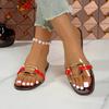Fashion Luxury Women Slippers Buckle Designer Style Slippers 2025 New Casual Flat Sandals Summer Sandy Beach Woman Shoes Slides Woman