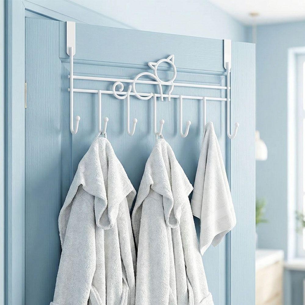Space Saving Door Storage Hook Punch-Free Door Hanger Rack Traceless Organizer Rack Home Use