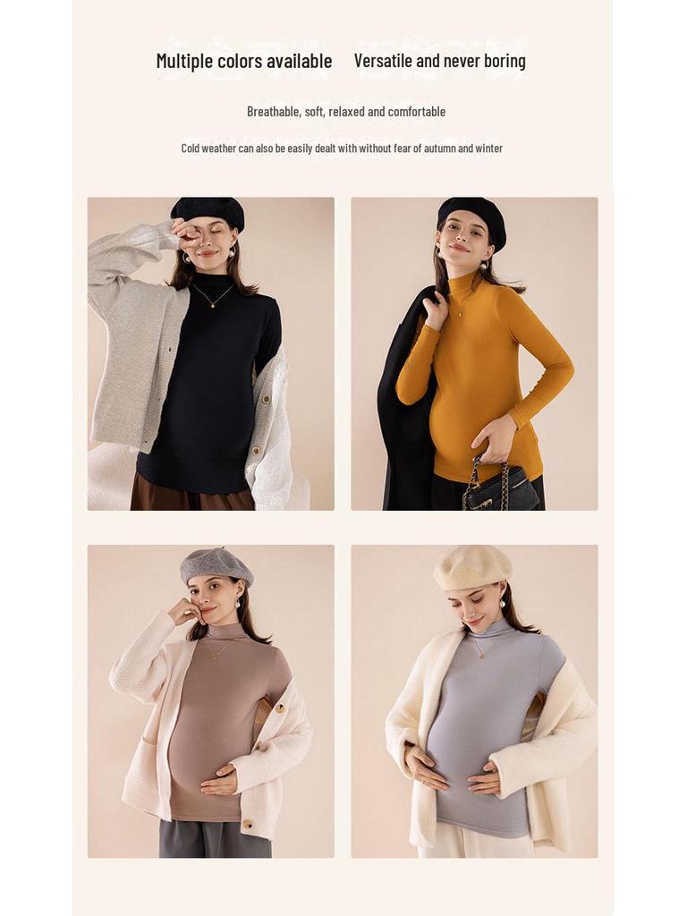 Топ для беременных с полувысоким воротником, эластичный, на весну и осень