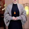 Новый осенне-зимний вязаный кардиган из смесовой шерсти - Универсальный длинный шаль-пшеничный колос, Теплый повседневный модный.
