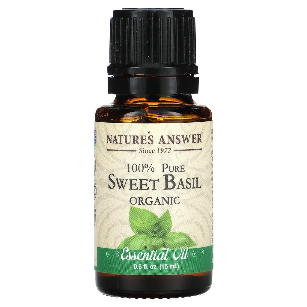 Nature's Answer 100% Pure Organic Essential Oil, Sweet Basil, 0.5 Fl Oz (15 Ml)
