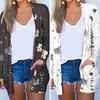 Women Summer Cardigan Sun Protection Anti-UV Beach Cover-up Long Sleeve Vintage Flower Print Patch Pockets Soft Breathable Mid Length Lady Jacket