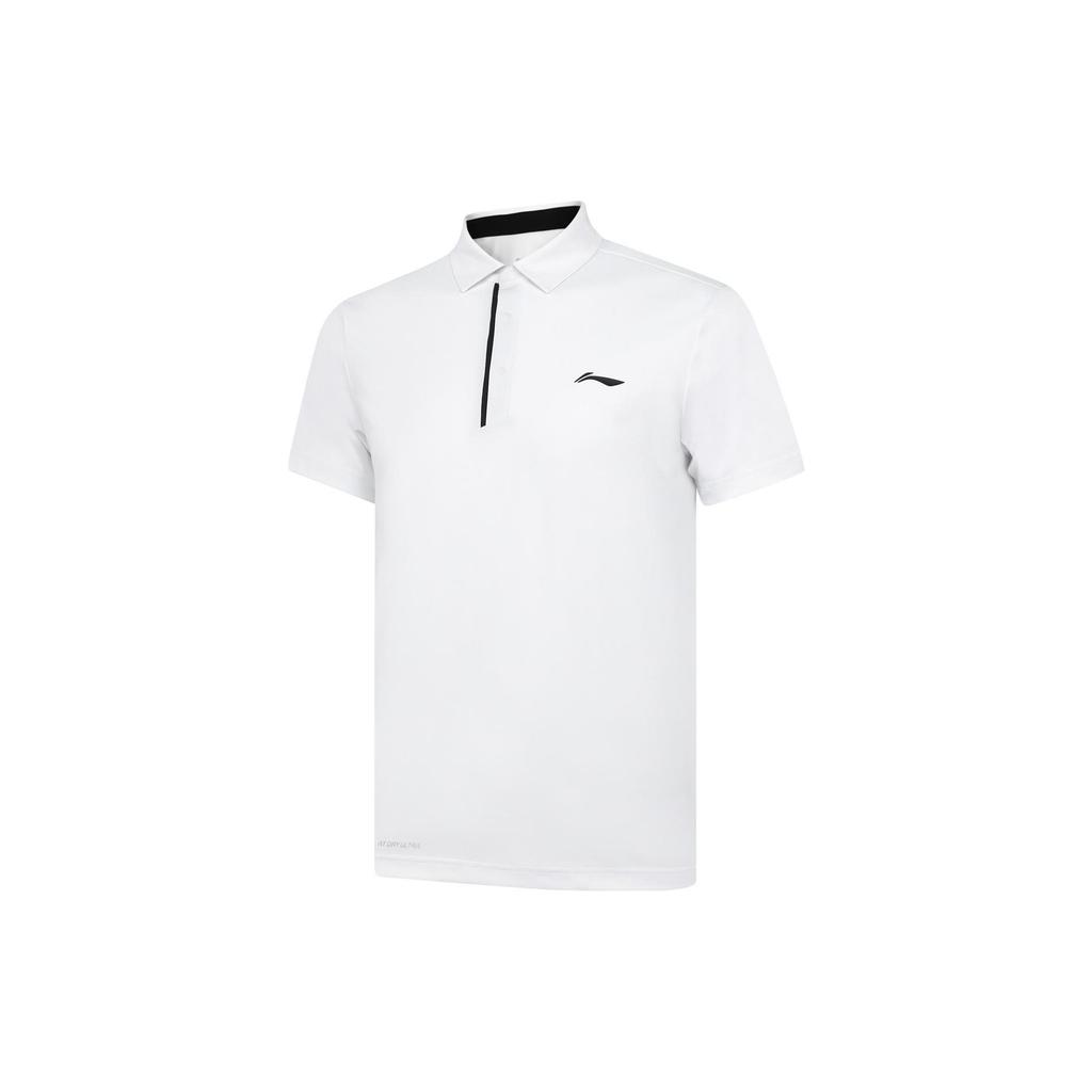 Мужские белые поло Li Ning с воротником-поло, умеренный прямой крой, APLT031-2