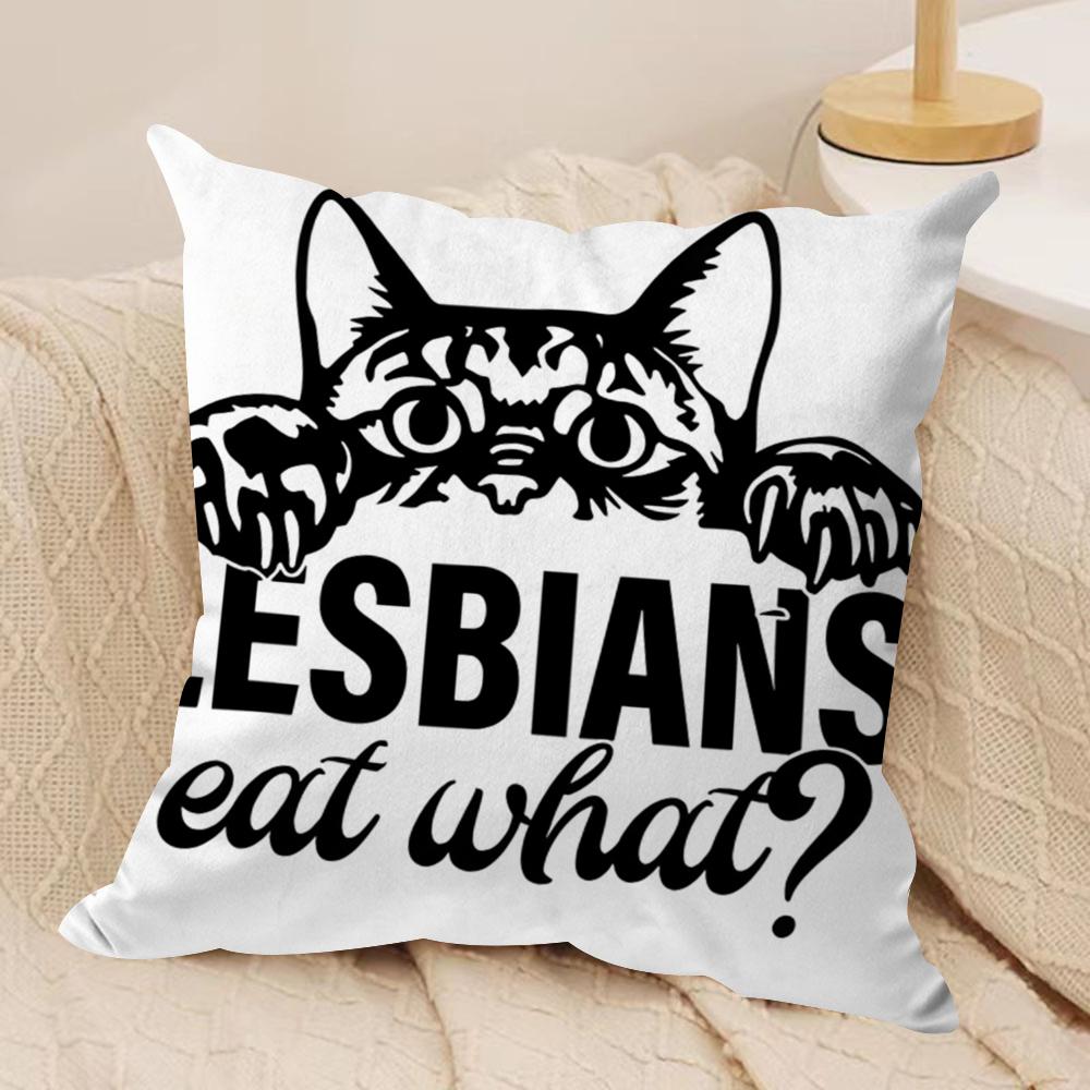 Funny lesbians eat what Cushion Cover Soft Plush Fabric DoubleSided Printed Cushion Covers for All Seasons Modern Home Decor