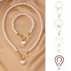 Beaded Heart Pendant Jewelry Set Crystal Pearl Necklace Set Necklace Bracelet Set  Wedding Party