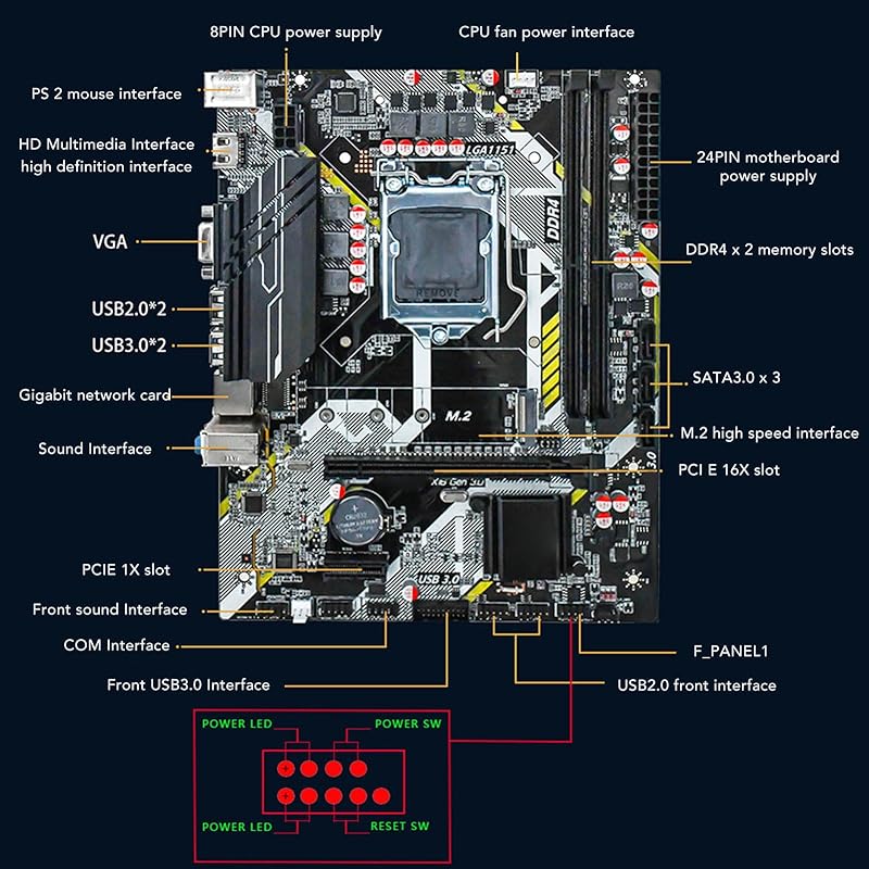 B365 gaming motherboard dual channel DDR4 desktop motherboard, LGA 1151 for ATX motherboard 6 7 8 9 generation I3 I5 I7 Celeron