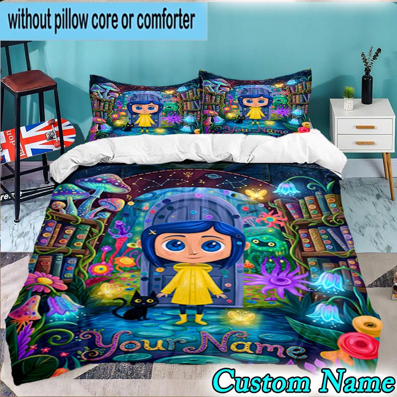 Custom Name 3PCS Nighttime Adventure Doll Bedding Set,Including Duvet Cover And 2pcs Pillowcases Perfect for Bedroom,Dormitory,Fan Christmas gift