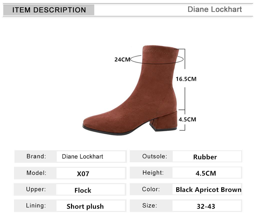 Мода Новая Женская Обувь Высокие Каблуки Слипоны Ботильоны Зимние Эластичные Носки Ботильоны Элегантные Квадратные Высокие Каблуки Обувь Женская Большой Размер 32-43