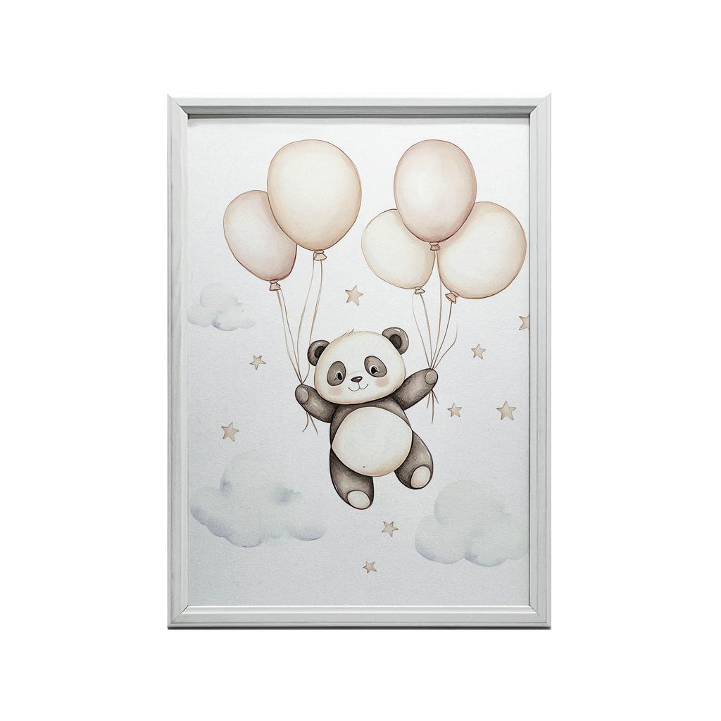 Плакат Улыбающаяся Панда С Шариками Плакат Улыбающаяся Панда С Шариками, 50X70 См, Без Рамы, Премиальный Холст На Подрамнике