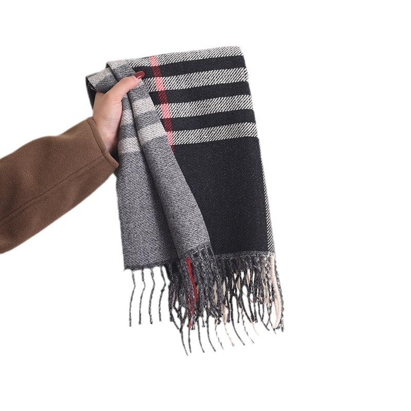 Autumn And Winter Cashmere Long Scarf British Babag Fashion Scarf Neck Protection Warm Soft Waxy Color Matching Shawl